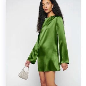 Reformation Long Sleeve Green Dress
